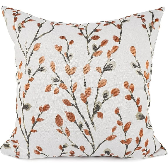 Classical Embroidery Jacquard Orange Square Decorative Throw Pillow Case Cushion Cover 18x18 inch