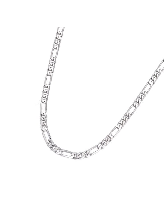 Classical Figaro Styles Silver Necklace For Men Multiple Sizes 16 To 24 Inches Sturdy Quality Allergy Resistant Chain Jewelry Gift