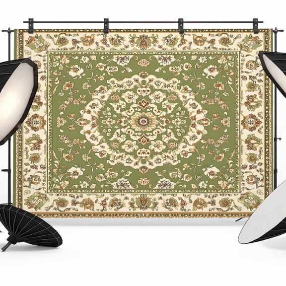 Classical Floral Backdrop for Photography, Vintage Green Ethnic Bohemian Pastoral Photo Backdrop Portrait Background Party Banner Photo Backgrounds for Studio Booth Props, 7x5ft