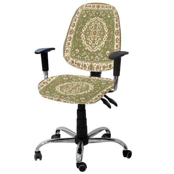 Classical Floral Office Chair Covers Stretchable Vintage Green Ethnic Bohemian Pastoral Split Computer Desk Chair Cover Universal Spandex Chair Seat Covers Rotating Boss Arm Chair Slipcovers