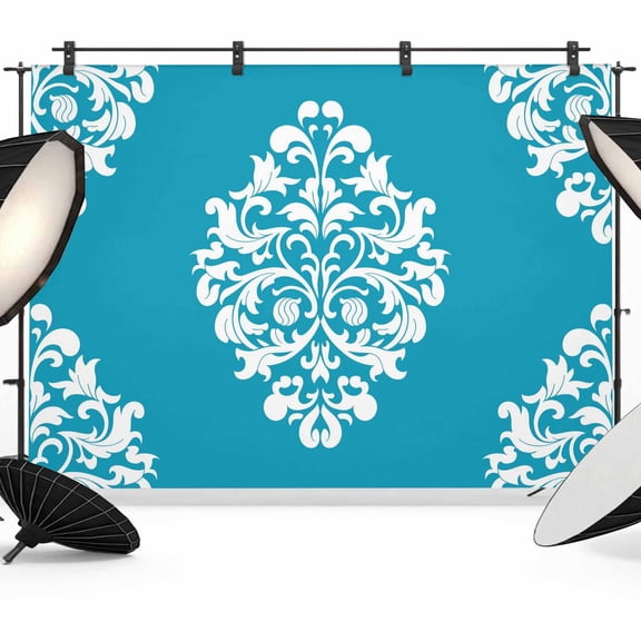 Classical Floral Photography Backdrop 7x5FT, Blue Retro Symmetrical Texture Photo Backdrops, Background for Photography Studio Photo Studio Background, Back Drop for Photoshoot