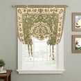 thumbnail image 1 of Classical Floral Tie Up Curtain 63 Inches Long, Vintage Green Ethnic Bohemian Pastoral Balloon Style Kitchen Window Curtain Over Sink, Small Window Rod Pocket Curtain 52"x63", 1 of 9