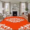 thumbnail image 1 of Classical Floral Washable Living Room Rugs 5'x7', Red Retro Symmetrical Texture Low Pile Throw Large Area Rugs Non-Slip Sturdy Edge Binding Carpet for Dining Room Bedside Kitchen, 1 of 9