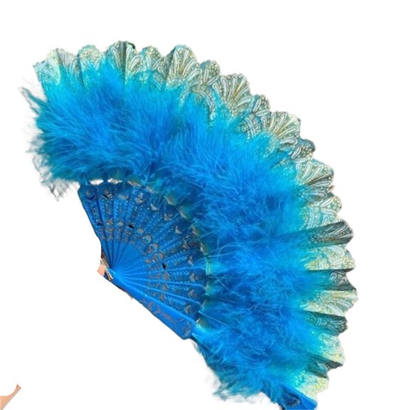 Classical Folding Fan Retro Tassel Pendant Feather Folding Fan Feather Hand Fan Dancing Feather Fans Photography Prop