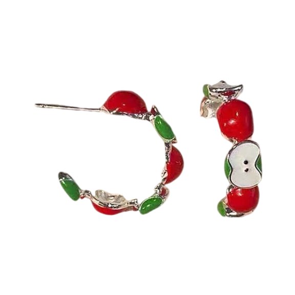 Classical Fruit Design Studs Earrings in Alloy Featuring Dazzling Zircon Stones for Everyday Elegances