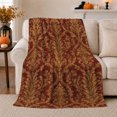 thumbnail image 1 of Classical Gold Damask Ornate Leaf Pattern Orange Artistry, Cozy Botanical Garden Scene, Warm Flannel Blanket for Sunroom and Reading Nook, Garden Lovers Appreciation Gift, Artistic Home Decor, 1 of 9