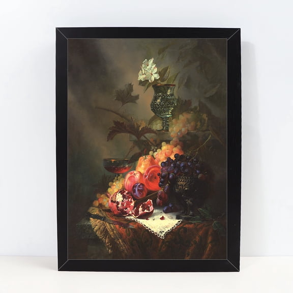 Classical Grapes fruit Flower Still Life Oil Painting Art Print Vintage Wall Art Room Home Decor Rustic Victorian Print,Antique Oil Painting for Living Room Bedroom Office 1Pack 1217,Multicolor
