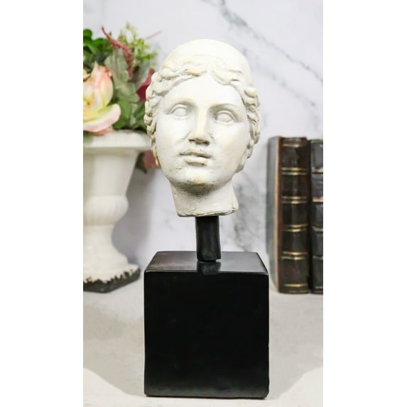 Classical Greek Roman Goddess Aphrodite Head Bust Replica On Black Base Statue