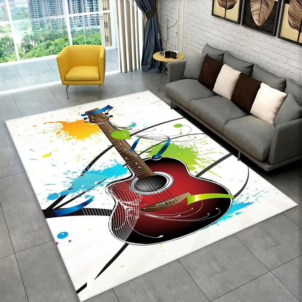 Classical Guitar Electric Guitar Bass Area Rug Carpet Rug for Living ...
