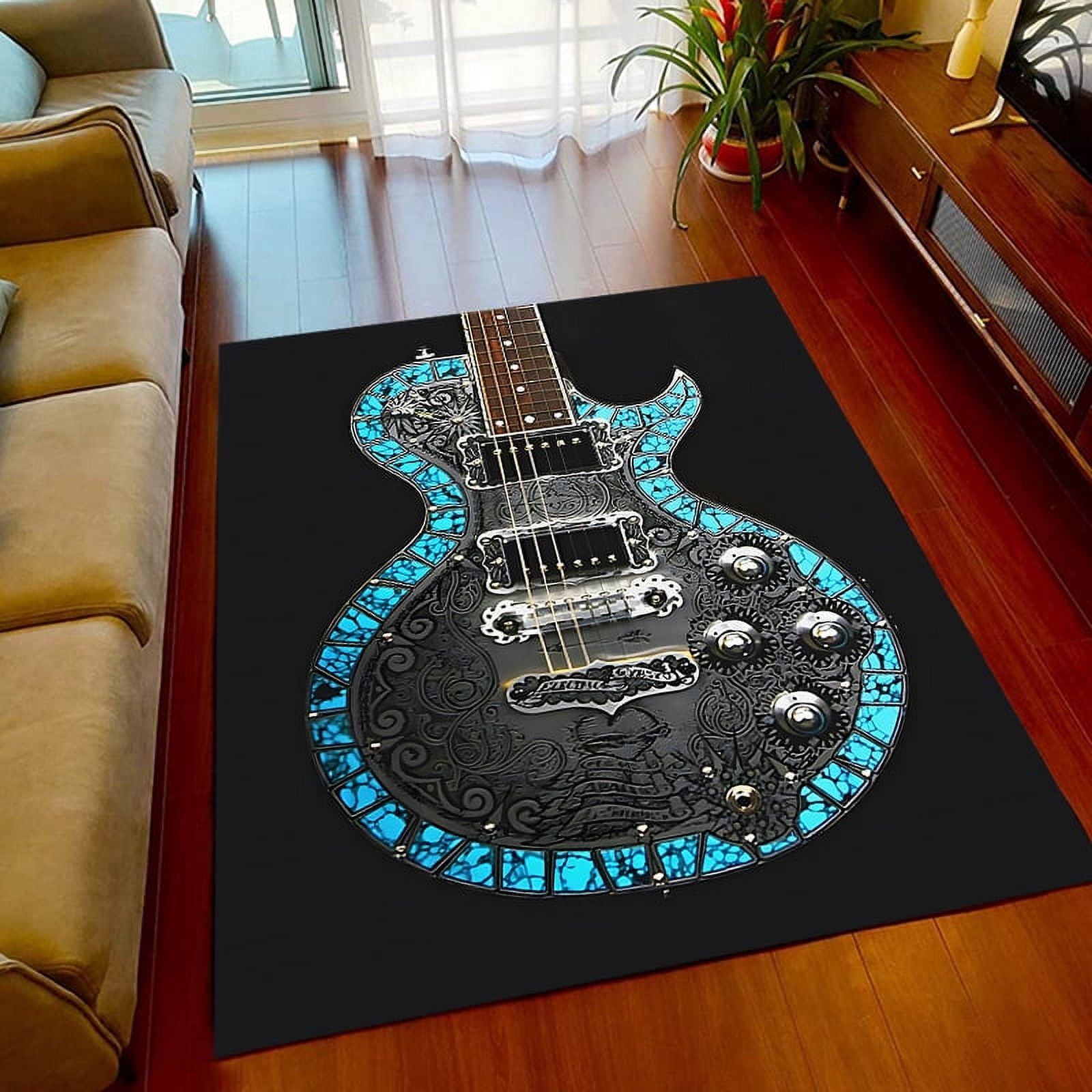 Classical Guitar Electric Guitar Bass Area Rug Carpet Rug for Living ...