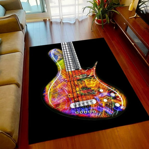 Classical Guitar Electric Guitar Bass Area Rug Carpet Rug for Living ...