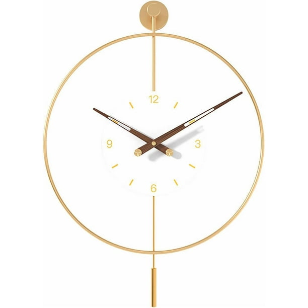 Classical Large Pendulum Wall Clock Decorative and Metal Frame, with