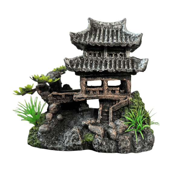 Classical Lifelike Chinese Landscape Resin Aquarium Castle Decorations Fish Tank Ornaments (Building)