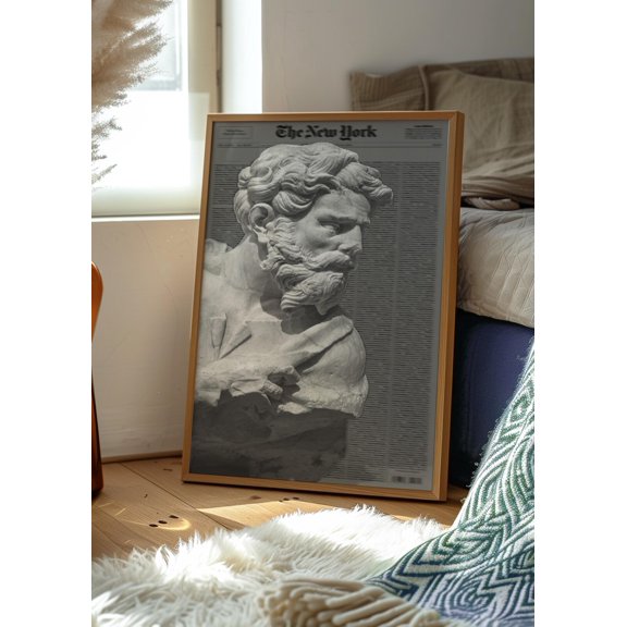 Classical Marble Bust Newspaper Style Poster Unframed Paper Print