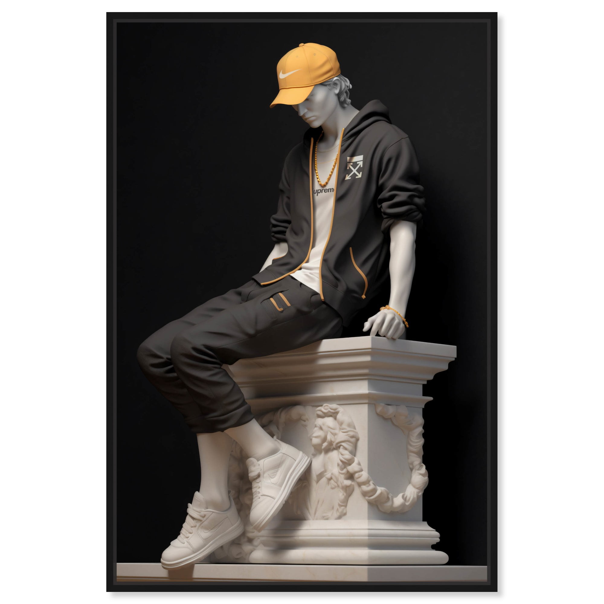 Classical Marble Street Statue III Canvas Modern Urban Man Art By