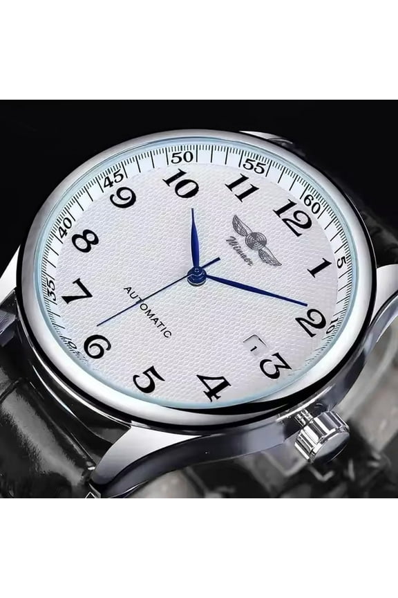 Classical Men's Automatic Self wind Mechanical Watch AUTO Date Function Male Formal Leather Strap Wristwatch
