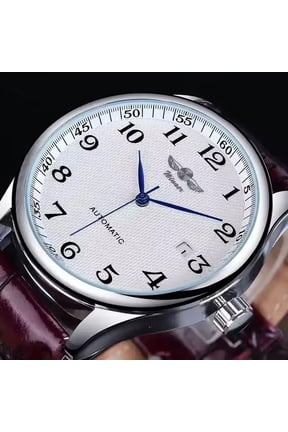 Classical Men's Automatic Self wind Mechanical Watch AUTO Date Function Male Formal Leather Strap Wristwatch