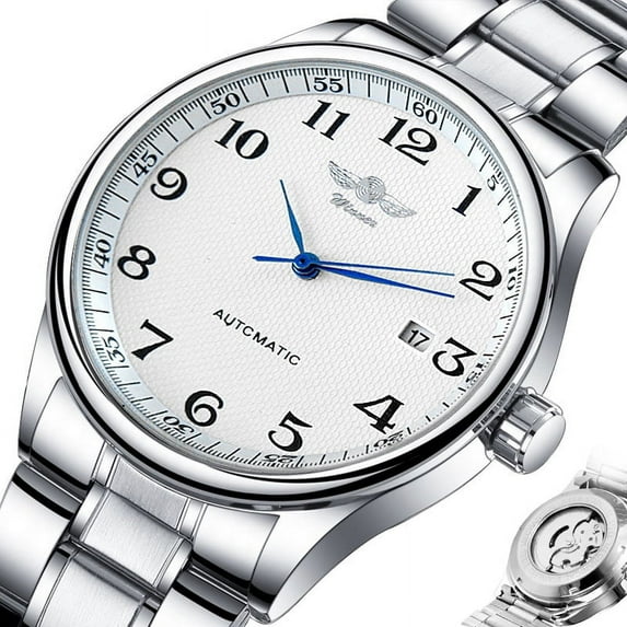 Classical Men's Automatic Self-wind Mechanical Watch AUTO Date Function Stainless Steel Wristwatch
