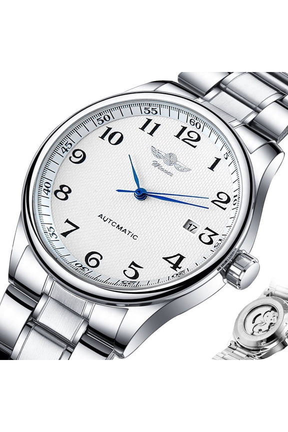 Classical Men's Automatic Self-wind Mechanical Watch AUTO Date Function Stainless Steel Wristwatch