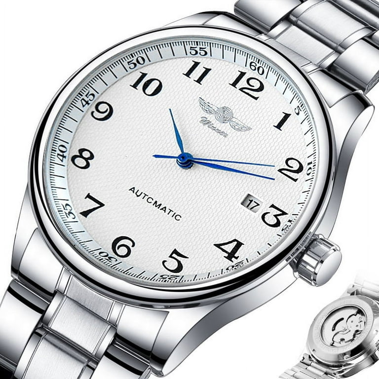 Classical Men s Automatic Self wind Mechanical Watch AUTO Date Function Stainless Steel Wristwatch