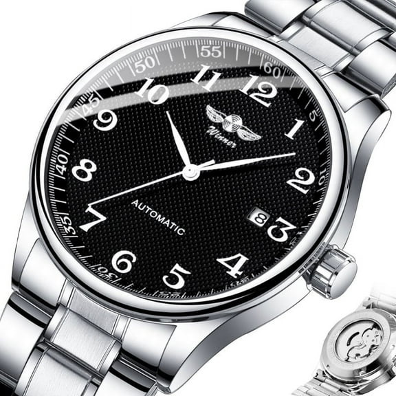 Classical Men's Automatic Self-wind Mechanical Watch AUTO Date Function Stainless Steel Wristwatch