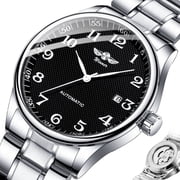 Classical Mens Automatic Self-wind Mechanical Watch AUTO Date Function Stainless Steel Wristwatch