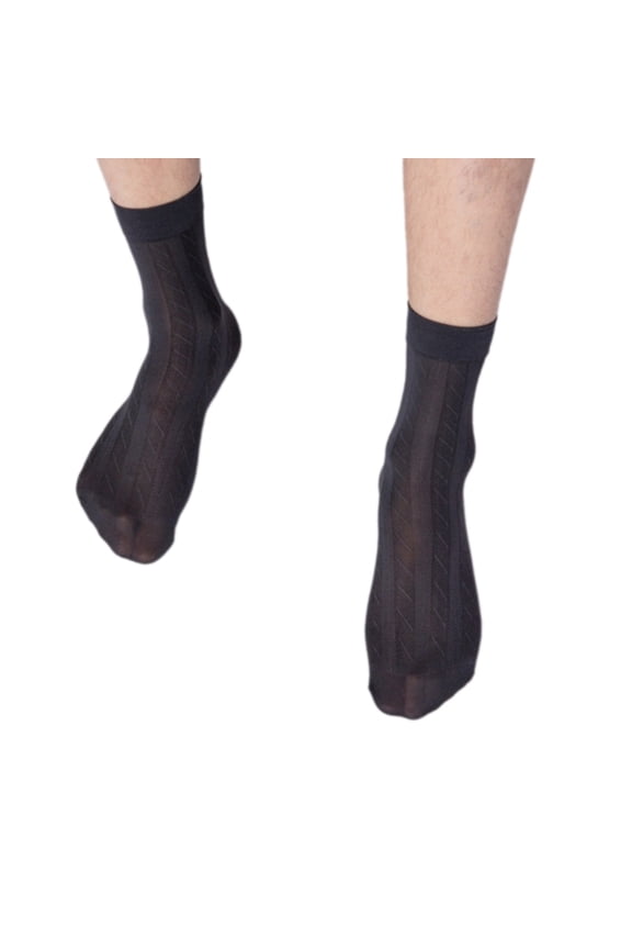 Classical Mens Business Dress Socks Soft Cotton Blend Elastic Cuffs Formal Striped Short Tube Ankle Socks for Daily Wear