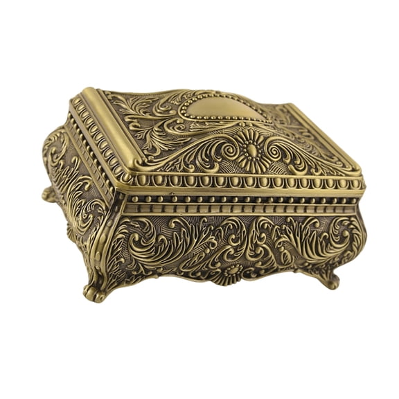 Classical Metal Jewelry Organizers Box Antique Metal Jewelry Organizers Box Dustproof Lid Practical Jewelry Storage Box