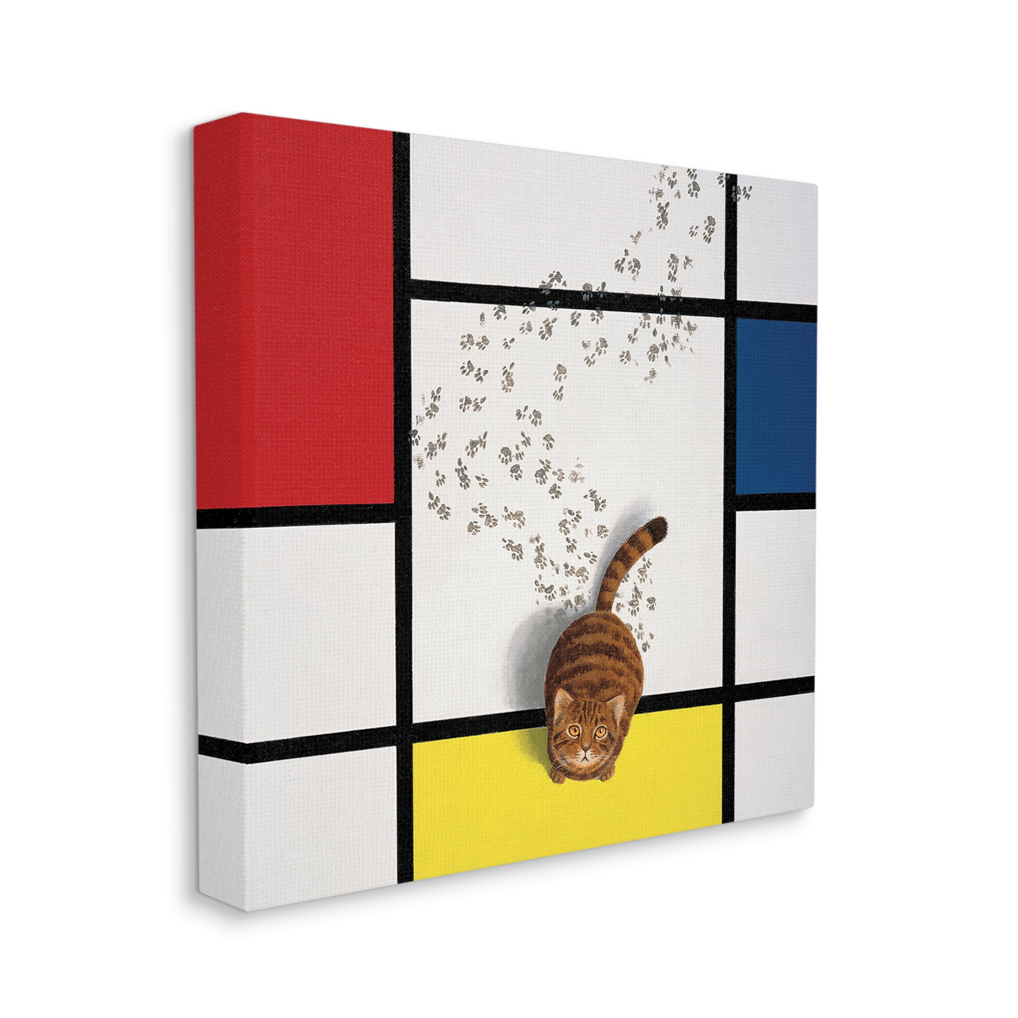 Stupell Industries Classical Mondrian Abstract Cat Painting Parody,30 x 30,Designed by Chameleon Design, Inc.