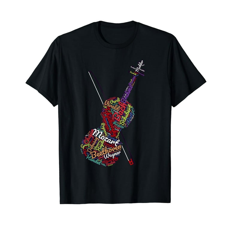 Classical Music Composers Violin Word Art T-Shirt Classical Music Composers Violin Word Art T-Shirt