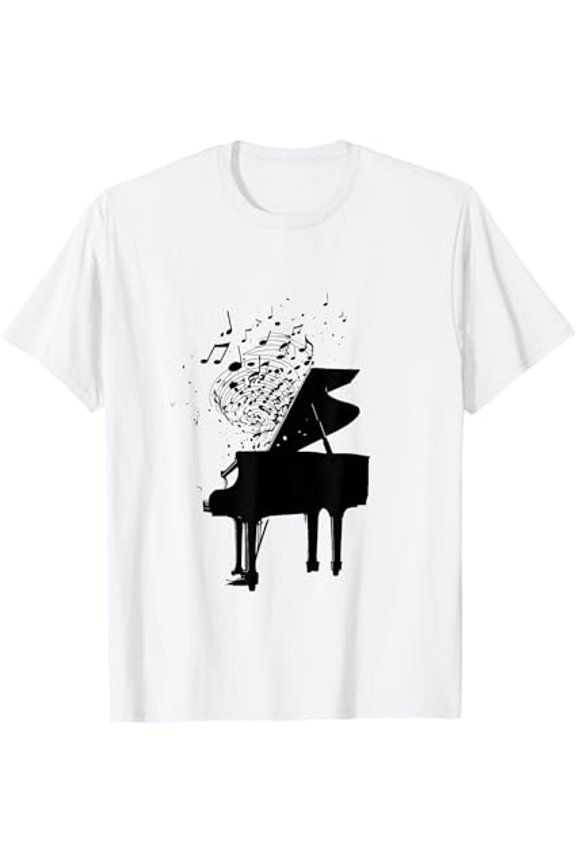 Classical Music Lover Unisex T-Shirt Grand Piano Silhouette Celebrate Pianists up to size 5XL