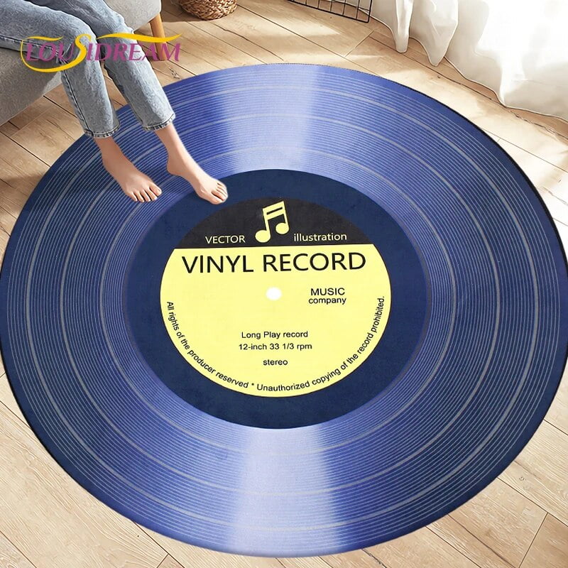 Classical Music Vinyl Record Round Rug Carpets for Living Room Chair Decoration Children's Play