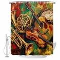 Classical Musical Instruments Shower Curtain for Bathroom, Guitar Red ...