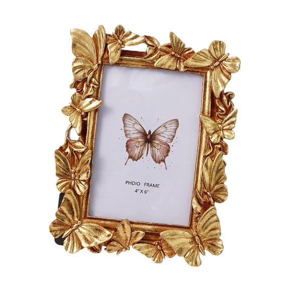 Classical Ornate Photo Frame Feature Multilayer Butterfly Carvings Resin Memorable Frame Stylish Embossed Shelf Decors