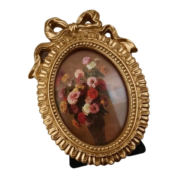 Classical Ornate Photo Frame With 3D Bowknot Design Antique Golden Resin Picture Frame For Home Office Gallery Decors