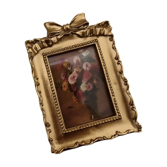 Classical Ornate Photo Frame With 3D Bowknot Design Antique Golden Resin Picture Frame For Home Office Gallery Decors
