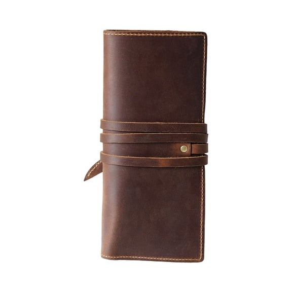 Leather Pen Roll Organizers Multiple Compartment Pencil Case For Student Artist