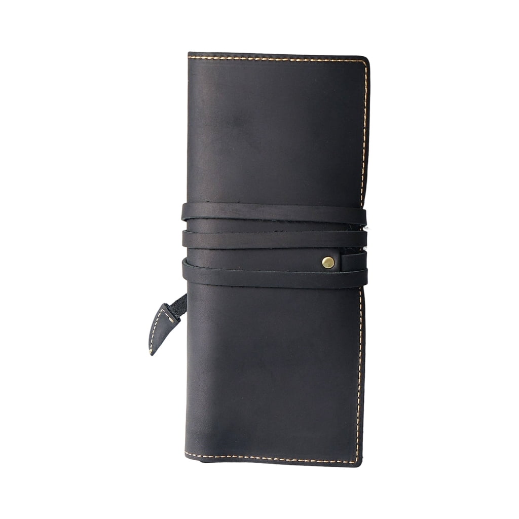 Leather Pen Roll Organizers Multiple Compartment Pencil Case For Student Artist
