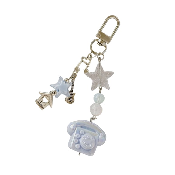 Classical Phone Shaped Key Holder Safe Edges Resin Keyring Phone Lanyard Creative Gift For Friend Family