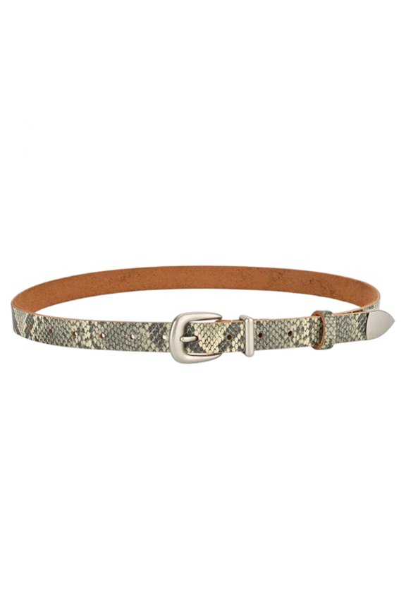 Classical Pin Clasp Design Leather Waist Belt Girdle With Snake Embossing
