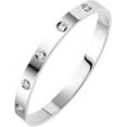 thumbnail image 1 of Classical Plain Stainless Steel Cubic Zircon Filled Bangle Bracelet, 1 of 3
