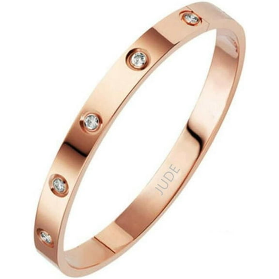 Classical Plain Stainless Steel Cubic Zircon Filled Bangle Bracelet