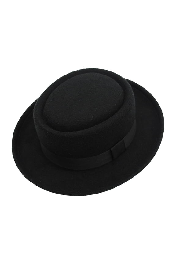 Classical Pork Pie Hat Felt Wide Brimmed Western Pork Pie Hat for Dinner Outdoor Casual Wear