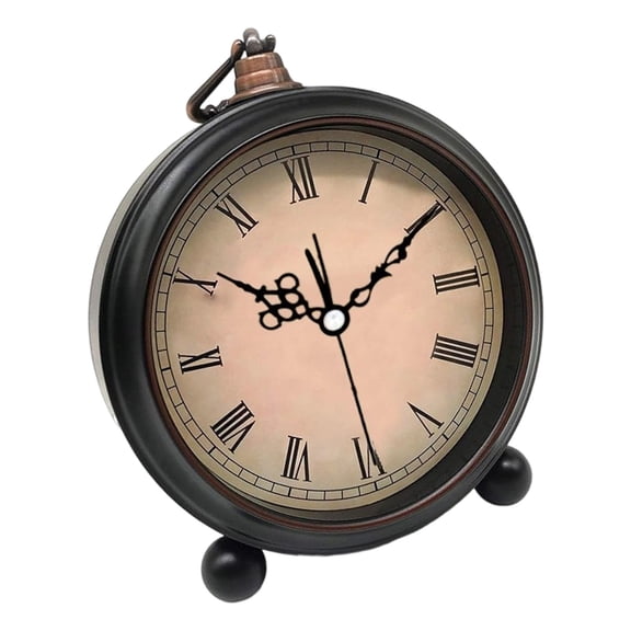 Classical Retro Desk Clock with Quiet Movements Operated Night Light Function Metal Housing Bedroom Decors