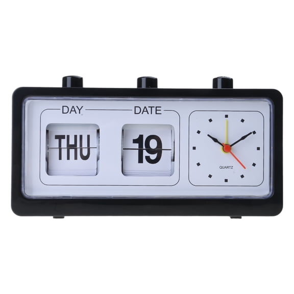 Classical Retro Mechanical Alarm Clock with Manual Flipped Calendar Date Day Time Display for Living Room or