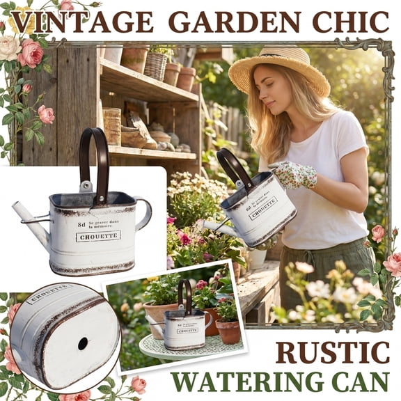 Classical Retros Handheld Iron Bucket Flower Pots Outdoors Courtyards Garden Balcony Planting Decoration Vase Storage Kettle Shape Rusty Flower Pots 6.99 Inch