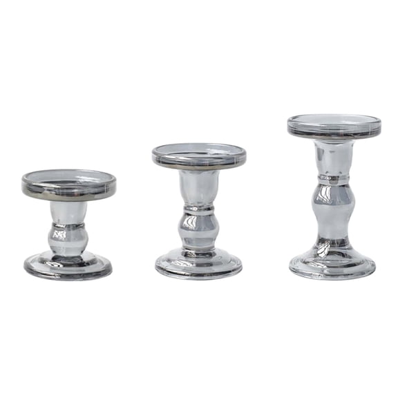 Classical Roman Column Candlesticks, Quality Clear Glass Candle Holders for Dinners Elegant Table top Decoration