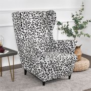 Classical Sloping Wing Chair Cover Elastic King Back Armchair Covers Wingback Single Sofa Slipcovers Ottoman Footstool Cover