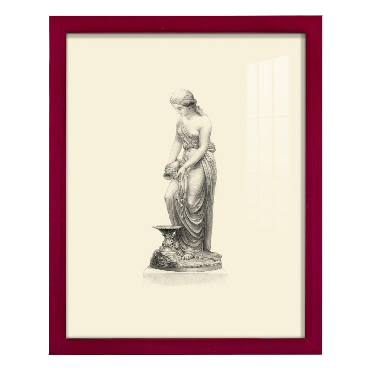 Classical Statuary II -Framed Print w/glass-Cherry Red