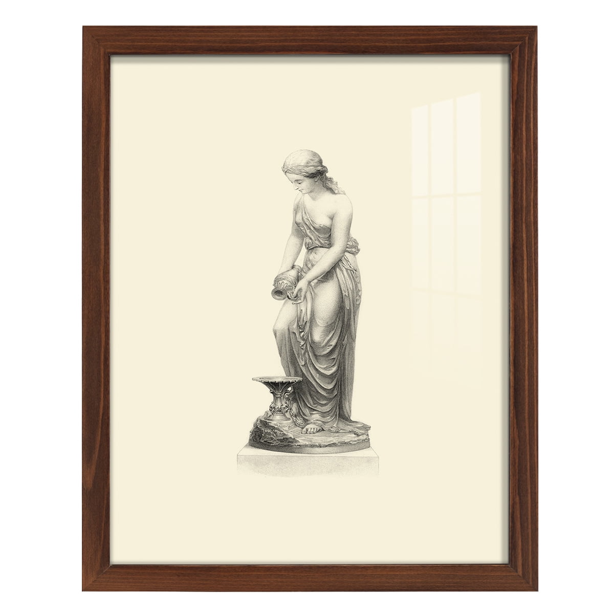 Classical Statuary II -Framed Print w/glass-Chestnut
